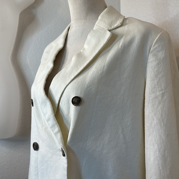 Who What Wear Ivory Double Breasted Linen Blazer Size Large NWOT - Picture 6 of 11